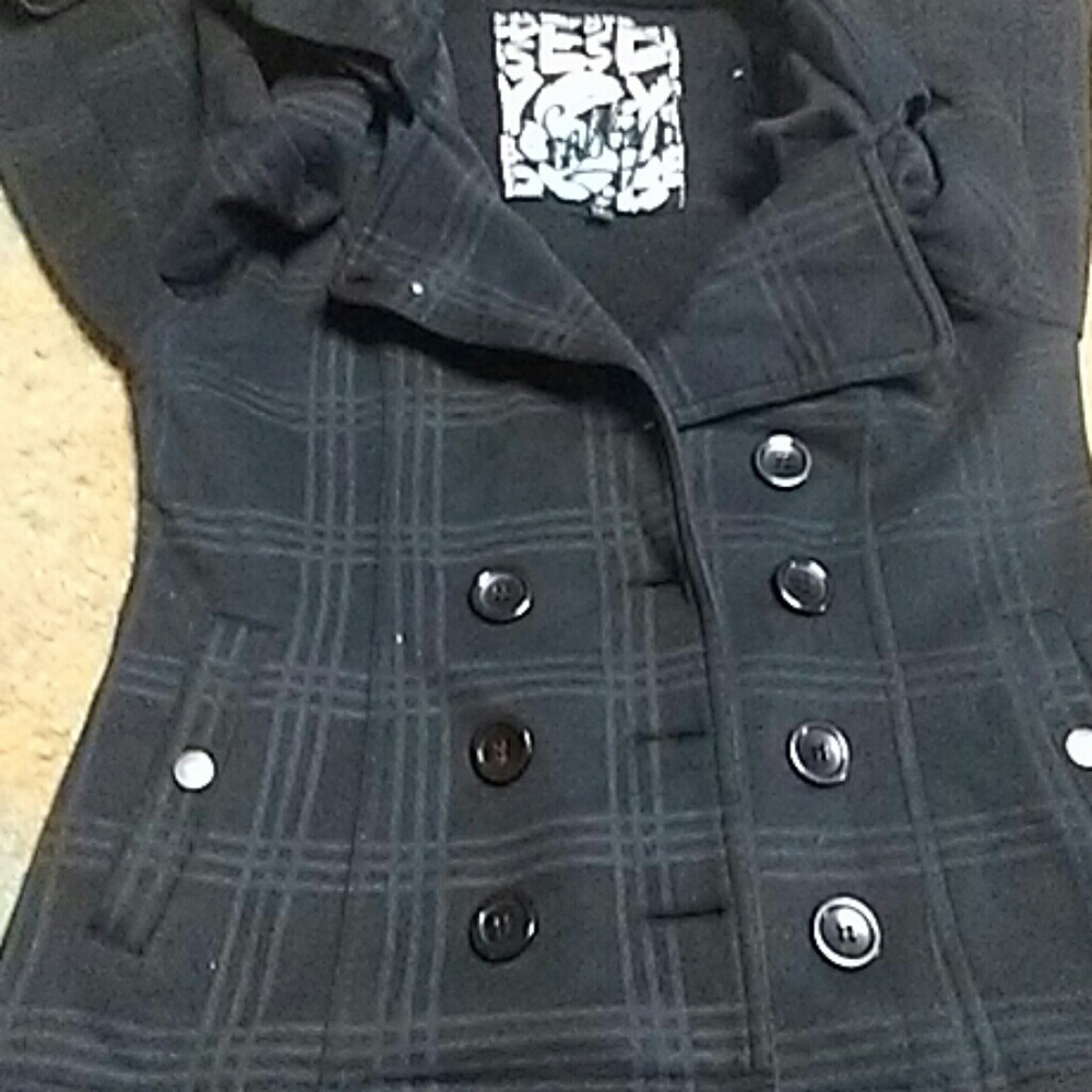Plaid dress jacket with hat attached